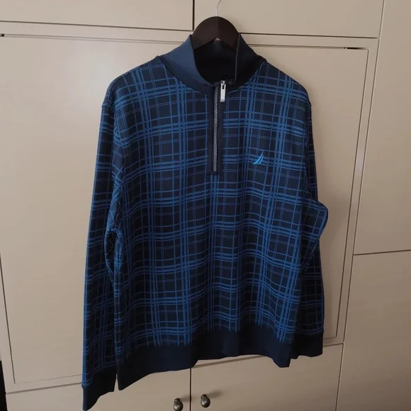 NAUTICA Plaid Quarter-Zip Sweatshirt - (L) - Picture 2 of 10